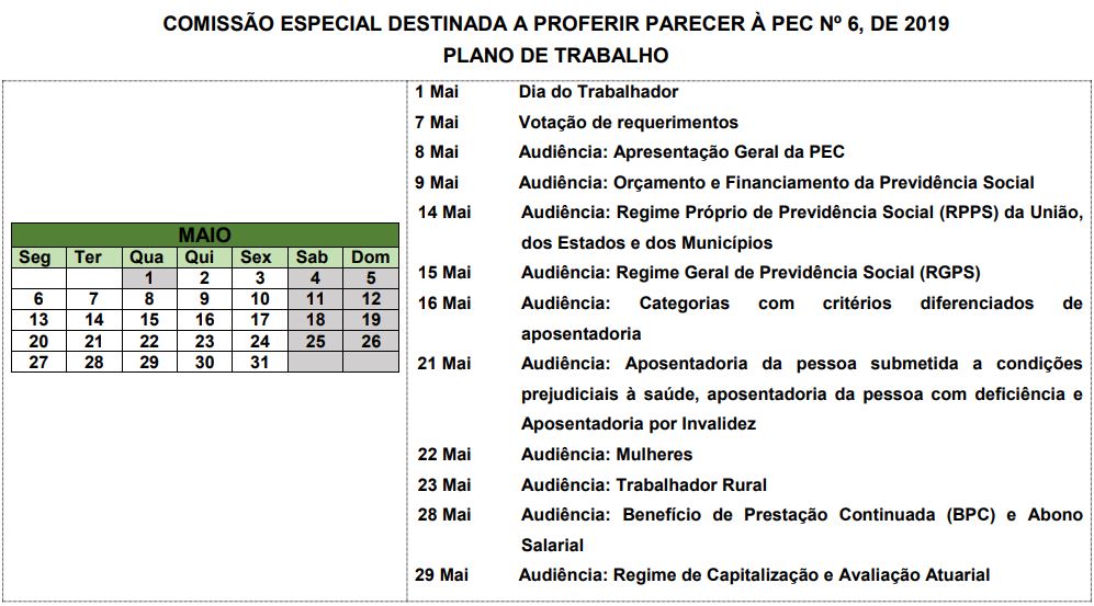 pec 6 calendrio comissao especial